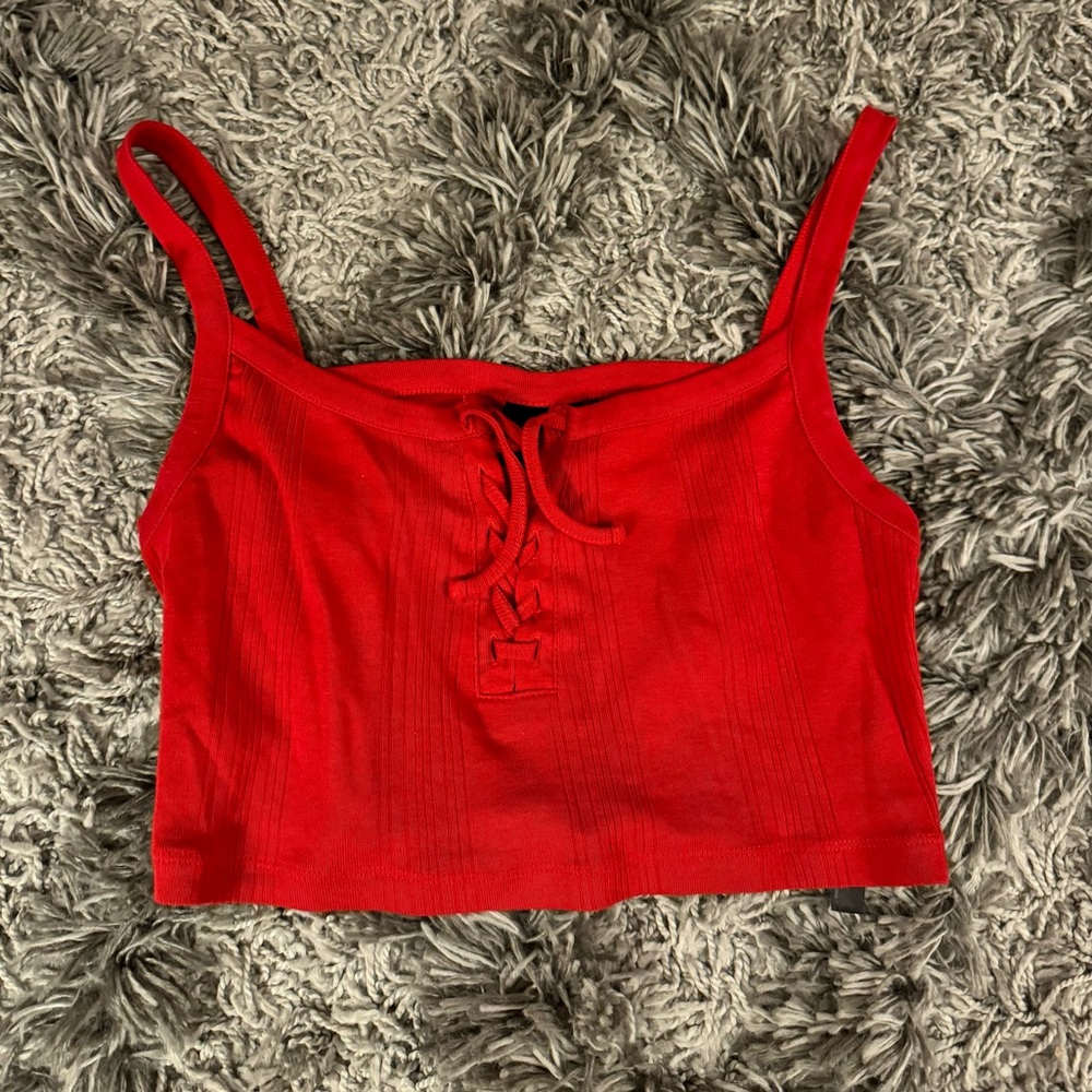 Red cropped tank top